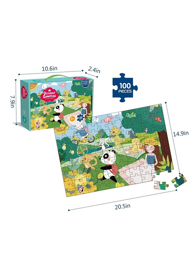 ألغاز للأطفال من 4-8 سنوات 100 قطعة مع مواد آمنة للعب الممتع بينما تحسن المنطق والتركيز للأطفال الصغار تعليم الألغاز التعليمية للأولاد والبنات في التخييم - Image 5