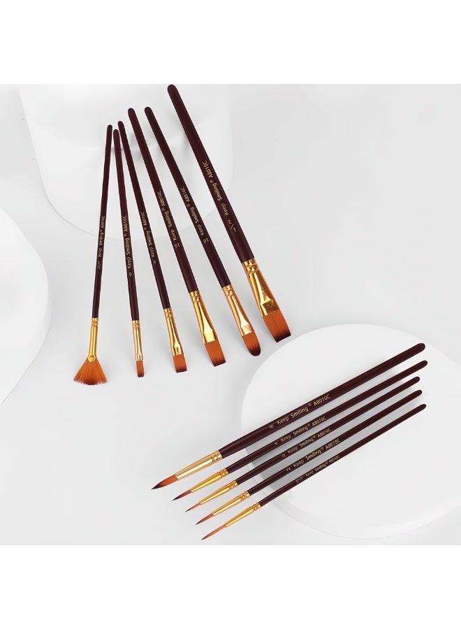 Keep Smiling Paint Brush Set 11pcs for Oil, Acrylic, Watercolor, Gouache Painting - Image 2