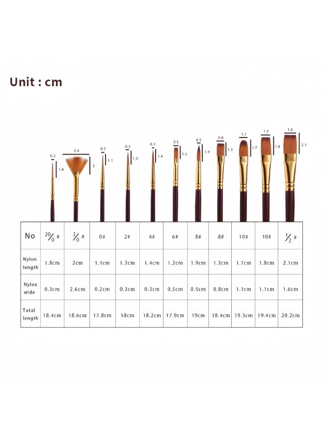 Keep Smiling Paint Brush Set 11pcs for Oil, Acrylic, Watercolor, Gouache Painting - Image 4