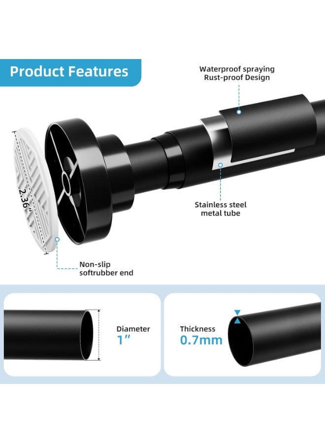 السيميا قضيب ستارة دش قابل للتعديل تلسكوبي 70-100 سم قضيب ستارة قابل للتمديد مع زنبرك مانع للانزلاق عمود دش لتعليق الملابس للحمام، نافذة، مطبخ، خزانة، سهل التركيب بدون حفر - Image 2