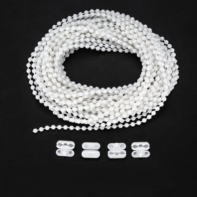 ROLLER BLIND AND ROMAN SHADE BLIND BEADED CHAIN CORD WHITE PLASTIC ROLLER BLIND CHAIN REPAIR 5M