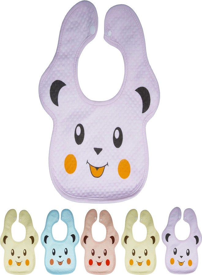 BTfash Babies Soft Button Bib for Feeding | Waterproof Bib for New Born | Washable Feeding Aprons for Infants & Toddlers | Reusable, Comfortable & Ideal for Mealtime | Gentle on Skin (Assorted_PO6) - Image 1