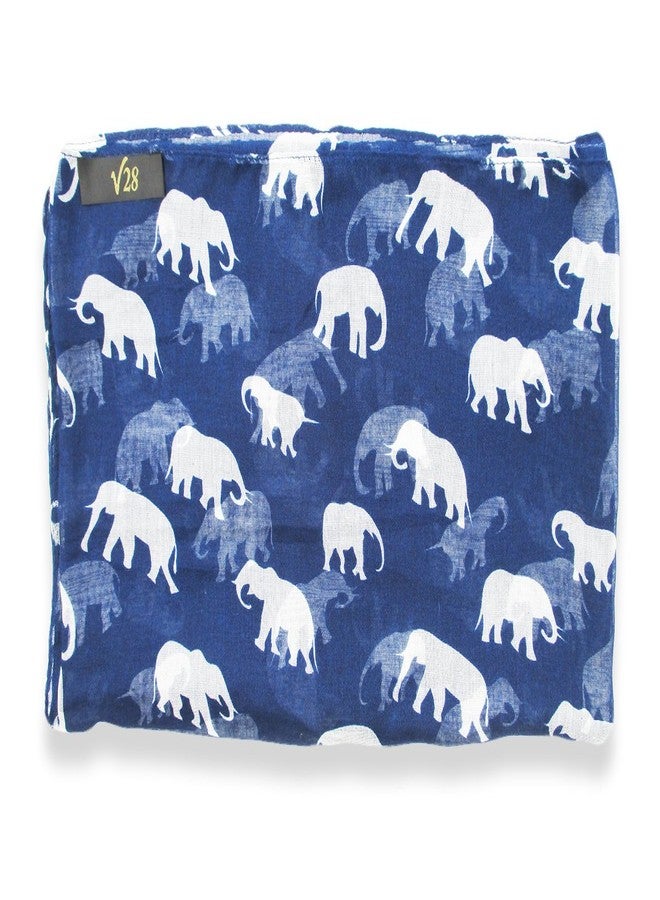 V28 Gorgeous Blue Elephant Print Long & Soft Scarf Shawl/Wrap - Large - Image 2