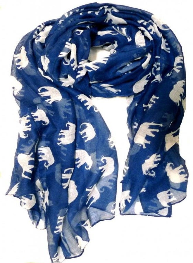 V28 Gorgeous Blue Elephant Print Long & Soft Scarf Shawl/Wrap - Large - Image 1