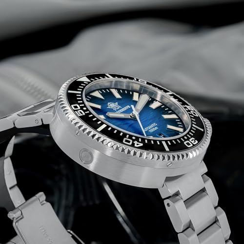 ADDIESDIVE 1000 M Waterproof Automatic Dive Watch NH35 Movement Synthetic Sapphire Mens Watch Blue 3D Wave Ripples - Image 3