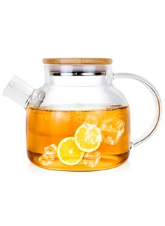 MIBRU Glass Stovetop Safe Clear Teapot with Removable Infuser with Bamboo Lid for Loose Leaf and Blooming Tea Coffee Tea Herbal Drinks Glass Pot 1000ML  - Image 3