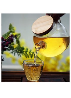 MIBRU Glass Stovetop Safe Clear Teapot with Removable Infuser with Bamboo Lid for Loose Leaf and Blooming Tea Coffee Tea Herbal Drinks Glass Pot 1000ML  - Image 5