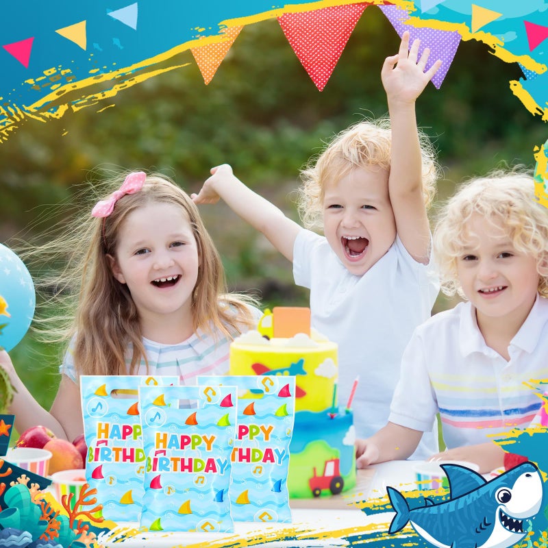Eccliy 30 Pcs Birthday Party Favors Bags Animation Cartoon Party Supplies Candy Gift Bags With Handles(Shark Theme) - Image 2