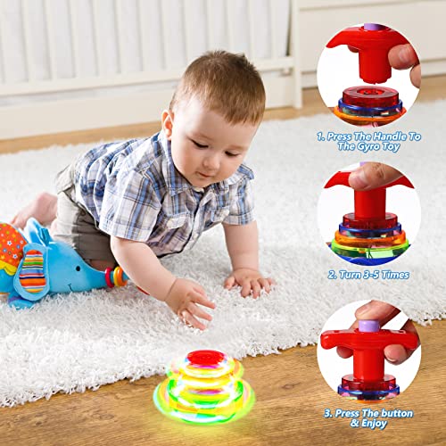 TOYANDONA 3Pcs Spinning Top Toys, LED Light Up Flashing Music Spinning Tops for Kids Gifts Birthday Party Favors Goodie Bag Fillers（Random Color - Image 5