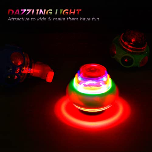 TOYANDONA 3Pcs Spinning Top Toys, LED Light Up Flashing Music Spinning Tops for Kids Gifts Birthday Party Favors Goodie Bag Fillers（Random Color - Image 3