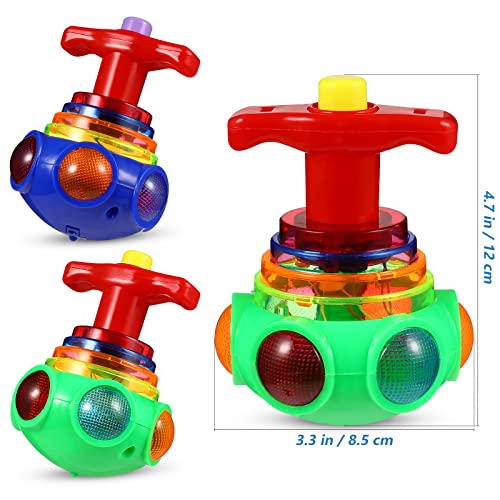 TOYANDONA 3Pcs Spinning Top Toys, LED Light Up Flashing Music Spinning Tops for Kids Gifts Birthday Party Favors Goodie Bag Fillers（Random Color - Image 2