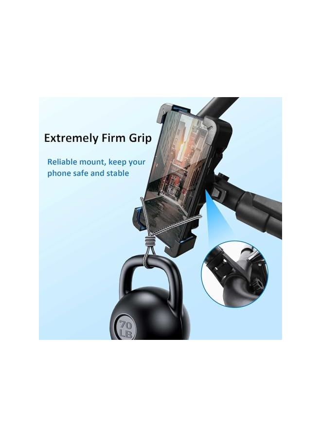 Green Tiger Phone Holder Mount for Bike Motorcycle Handlebar, Cell Phone Clamp for Stroller Scooter Non-Slip Anti-Shake Phone Clip Mount for iPhone 13/13 Pro Max/Cellphone 4.5 in-7inch - Image 3