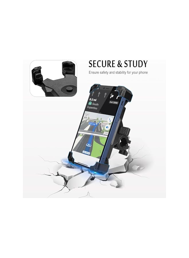 Green Tiger Phone Holder Mount for Bike Motorcycle Handlebar, Cell Phone Clamp for Stroller Scooter Non-Slip Anti-Shake Phone Clip Mount for iPhone 13/13 Pro Max/Cellphone 4.5 in-7inch - Image 5