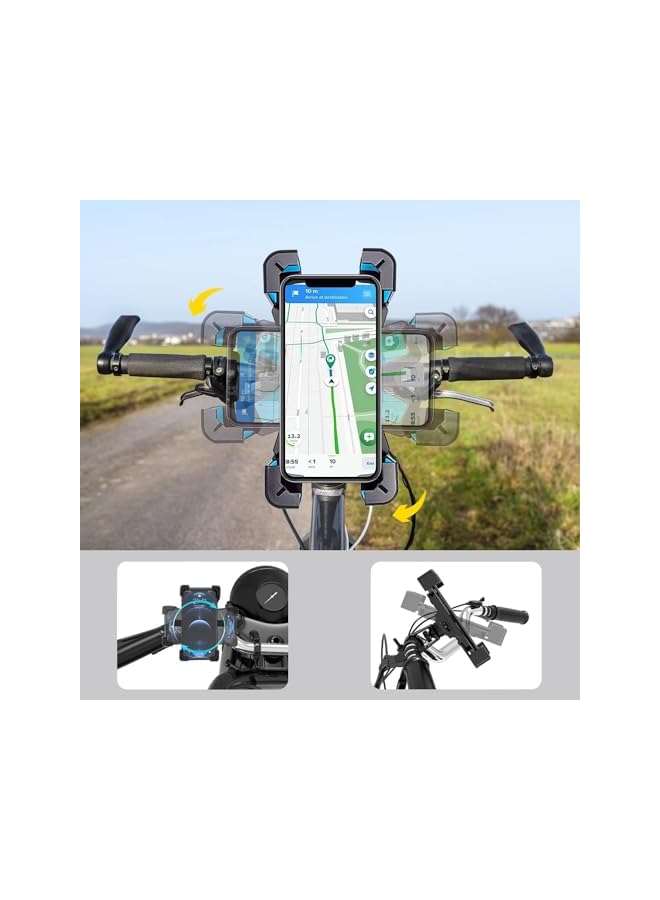 Green Tiger Phone Holder Mount for Bike Motorcycle Handlebar, Cell Phone Clamp for Stroller Scooter Non-Slip Anti-Shake Phone Clip Mount for iPhone 13/13 Pro Max/Cellphone 4.5 in-7inch - Image 2