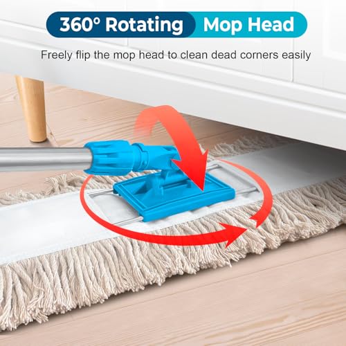 ARTIPOLY 41” Commercial Dust Mop for Floor Cleaning, Industrial Dry Mop with Heavy Duty Long Handle, Large Cotton Reusable mop Head, for Cleaning Office Garage Hardwood Warehouse Factory Mall - Image 4