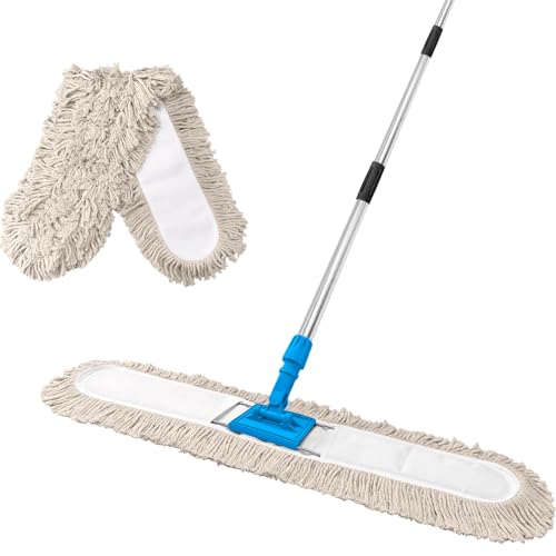 ARTIPOLY 41” Commercial Dust Mop for Floor Cleaning, Industrial Dry Mop with Heavy Duty Long Handle, Large Cotton Reusable mop Head, for Cleaning Office Garage Hardwood Warehouse Factory Mall - Image 1
