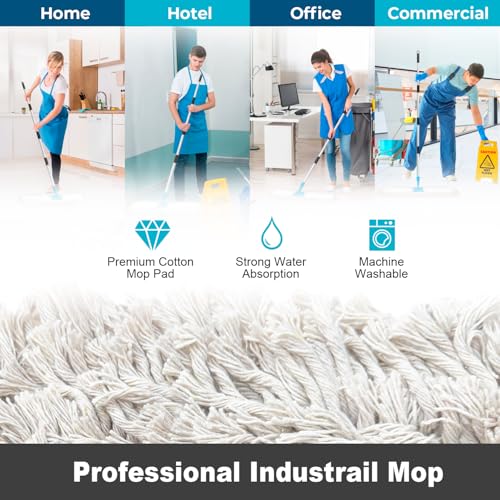 ARTIPOLY 41” Commercial Dust Mop for Floor Cleaning, Industrial Dry Mop with Heavy Duty Long Handle, Large Cotton Reusable mop Head, for Cleaning Office Garage Hardwood Warehouse Factory Mall - Image 5