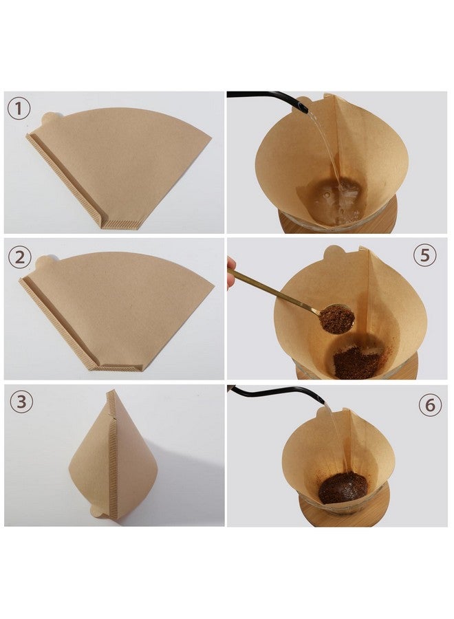 Prudiut 200 عد #4 مرشحات قهوة مخروطية 8-12 كوب، مرشحات قهوة قابلة للتخلص منها 4 مخروط ورق غير مبيض طبيعي 4 مرشحات ورقية متوافقة مع ماكينة قهوة نينجا، وقطرة، وصب فوقه - Image 4