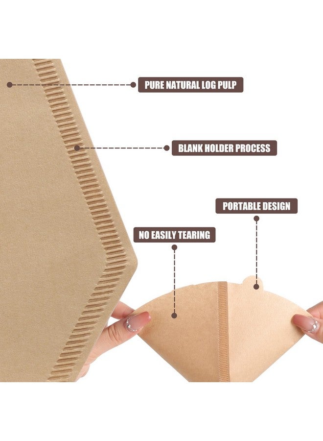 Prudiut 200 عد #4 مرشحات قهوة مخروطية 8-12 كوب، مرشحات قهوة قابلة للتخلص منها 4 مخروط ورق غير مبيض طبيعي 4 مرشحات ورقية متوافقة مع ماكينة قهوة نينجا، وقطرة، وصب فوقه - Image 3
