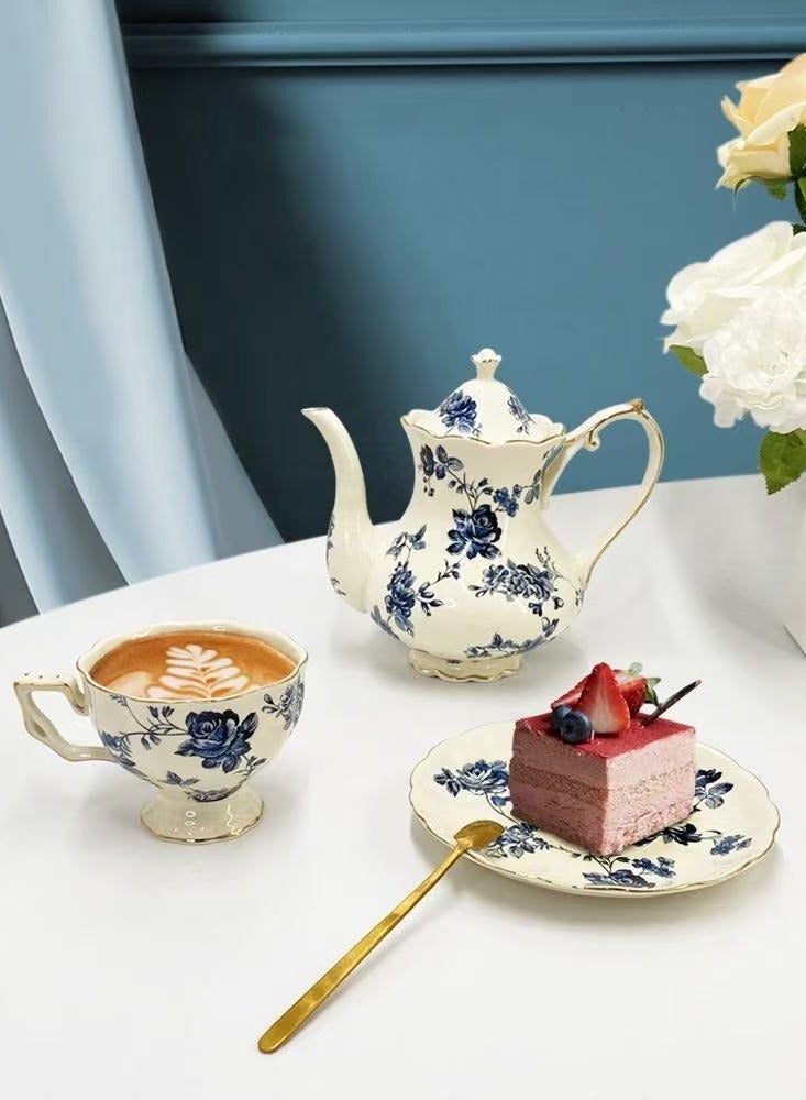 حصريا إبريق قهوة سيراميكي أوروبي عتيق، إبريق شاي فرنسي، إبريق شاي بعد الظهر - Image 4