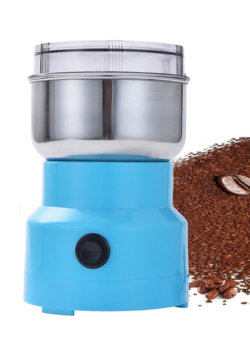 DubaiGallery Coffee Grinder Electric 220V Nut Powder Mill Stainless Steel Household Spice Bean Grinder Blue  - Image 1