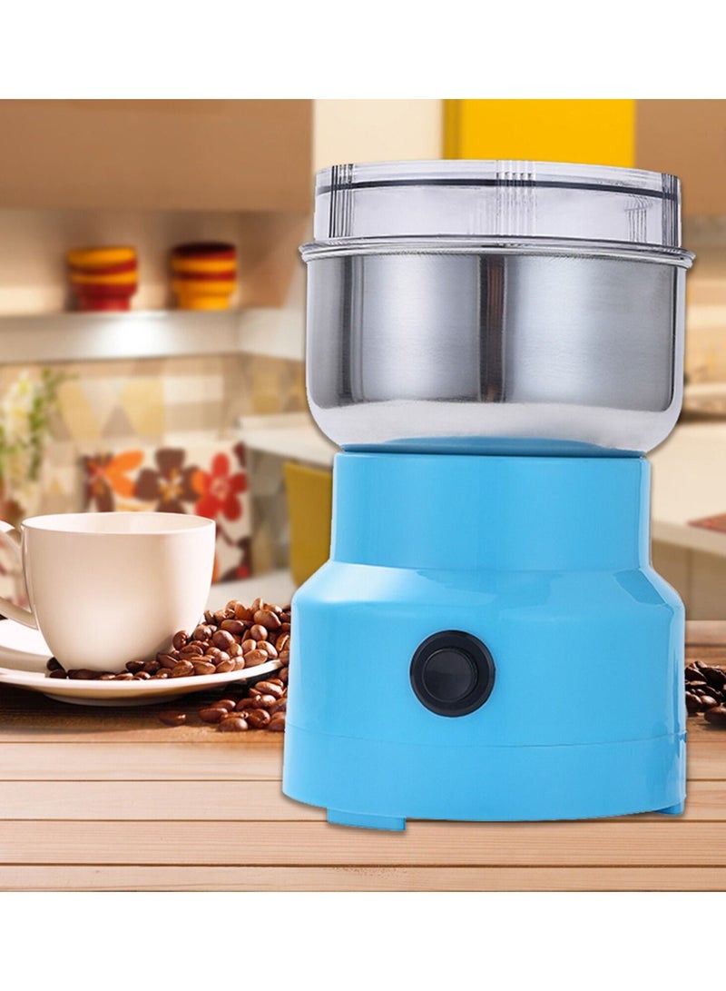 DubaiGallery Coffee Grinder Electric 220V Nut Powder Mill Stainless Steel Household Spice Bean Grinder Blue  - Image 2