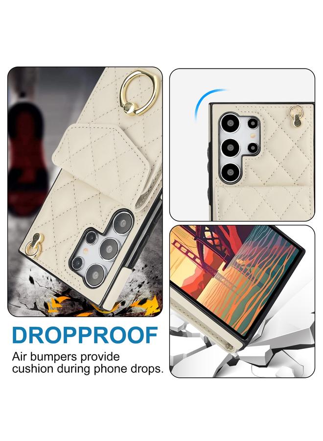 اس-توب جراب لهاتف Samsung Galaxy S24 Ultra 5G جراب هاتف بنمط معيني مع حقيبة بطاقات وحبل طويل - Image 3