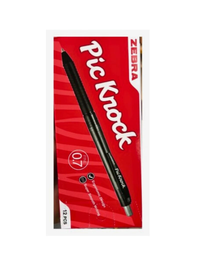 ZEBRA ZEBRA PICKNOCK BALL PEN 0.7MM 12PCS BOX BLACK  - Image 1