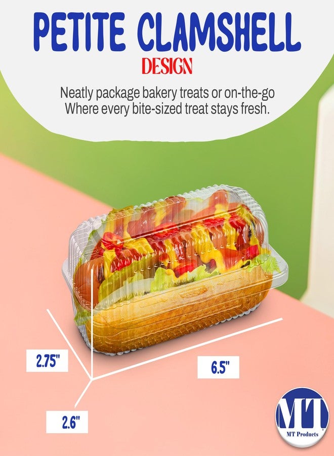 MT Products Plastic Hot Dog Container - 6.5" x 2.75" x 2.6" - Take Out Containers with Hinged Lid for Salads, Desserts, Sandwiches, and Cookies (Pack of 30) - Made in USA - Image 2