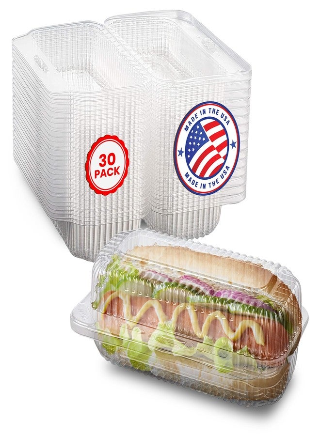 MT Products Plastic Hot Dog Container - 6.5" x 2.75" x 2.6" - Take Out Containers with Hinged Lid for Salads, Desserts, Sandwiches, and Cookies (Pack of 30) - Made in USA - Image 1