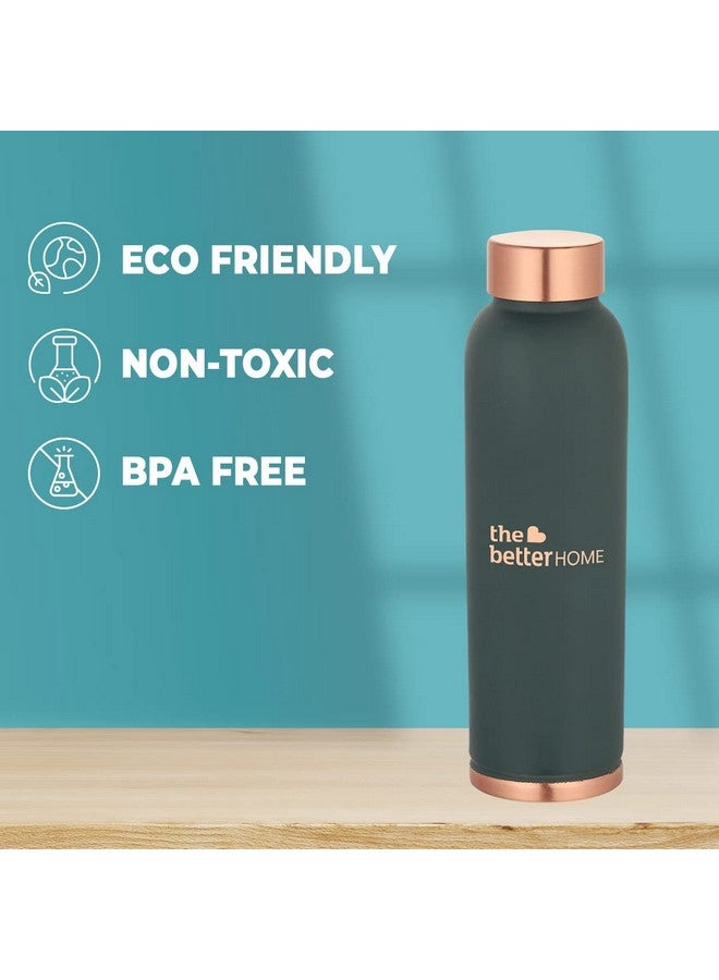 The Better Home زجاجة نحاسية 1 لتر من ذا بيتر هوم للمكتب وفرشاة تنظيف الزجاجات مع هيكل من الفولاذ المقاوم للصدأ ومقبض خشبي غير قابل للانزلاق | فرشاة تنظيف زجاجات بمقبض طويل | زجاجة ماء للأطفال | حزمة كومبو - Image 2