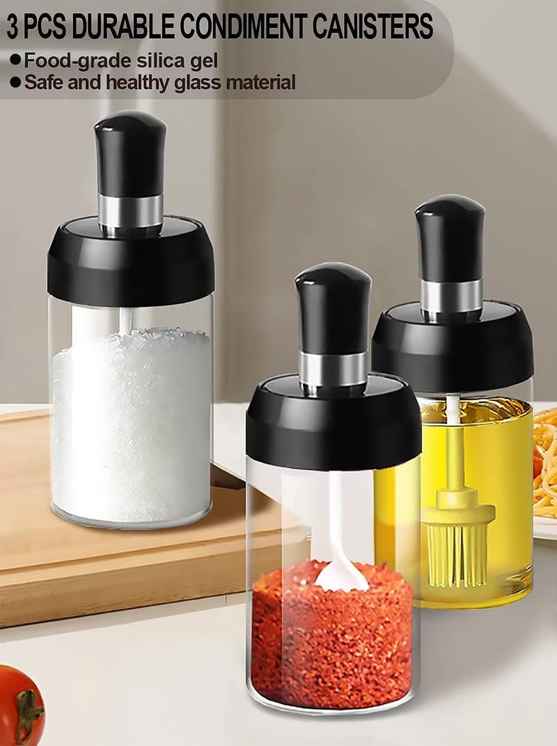 JHEPCOIN Glass Seasoning Silicate Glass Pickle Honey Jar Oil Dispenser sugar Dispenser Bottle Kitchen Seasoning Bottle Food Storage Jar Spice Jars Pickle Jar Set of 3 250Ml - Image 3