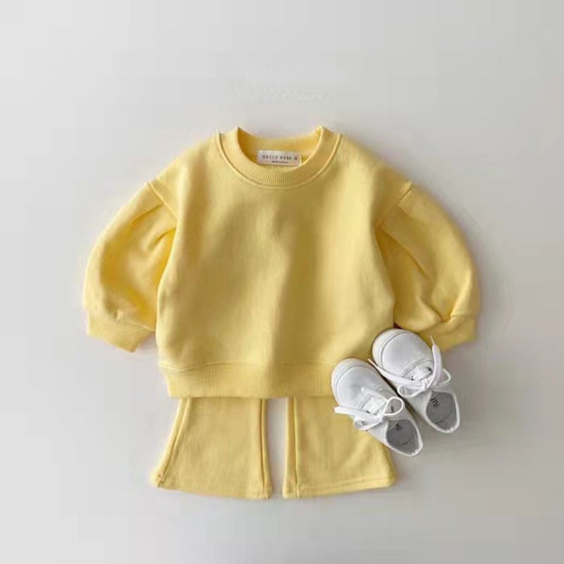 Korean Toddler Girls Cotton Suit Set Purple. - Image 2