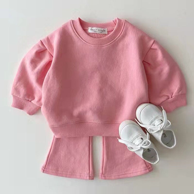 Korean Toddler Girls Cotton Suit Set Purple. - Image 4