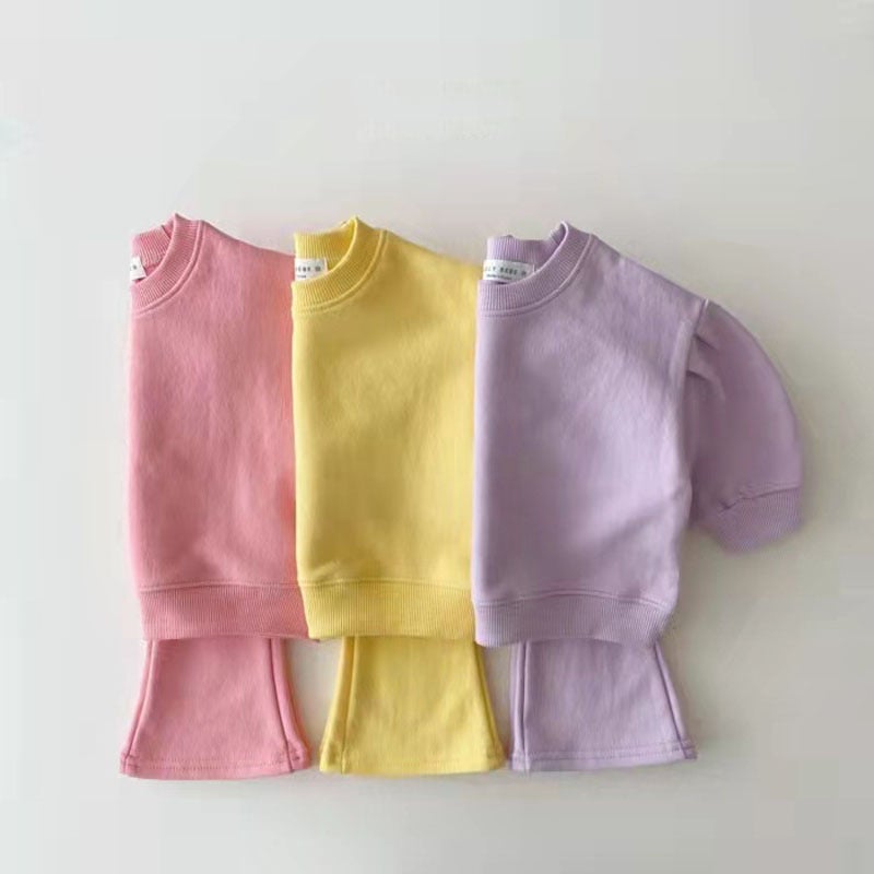 Korean Toddler Girls Cotton Suit Set Purple. - Image 3