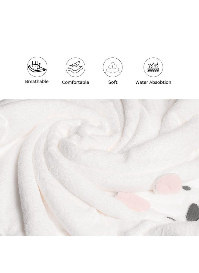 The Little Lookers Microfiber Kids Bath And Hand Towel|Quick Dry| Super Absorbent| Super Soft Rabbit Bath Towel For Babies|Toddler(White,Pack Of 2)  - Image 3