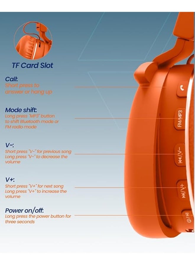 Junior Kids Bluetooth Headphones  Safe 90dB Volume Limited Wireless and Wired Foldable On-Ear Headset with Mic Adjustable Soft Padding for iPad and Tablet - Image 3