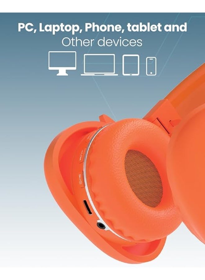 Junior Kids Bluetooth Headphones  Safe 90dB Volume Limited Wireless and Wired Foldable On-Ear Headset with Mic Adjustable Soft Padding for iPad and Tablet - Image 4