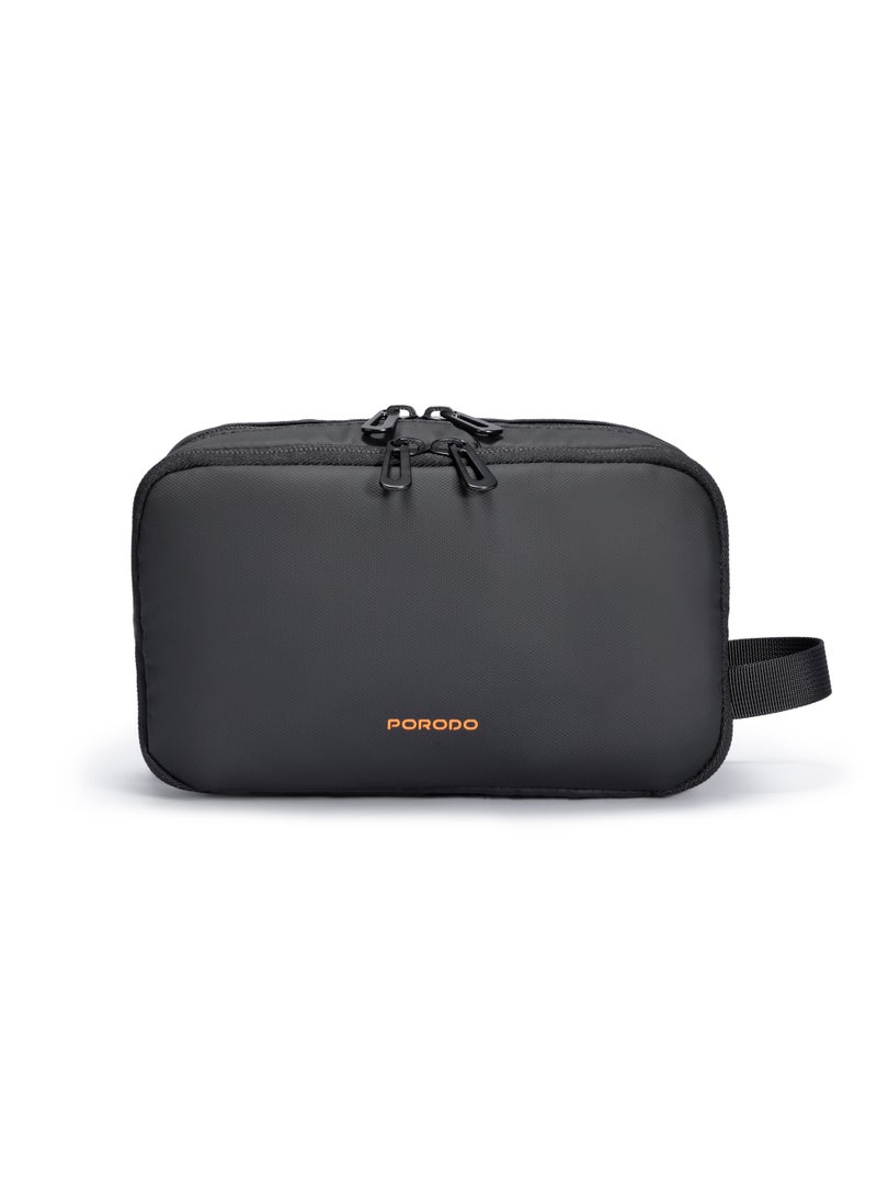 porodo Ultralite Organizer Pouch with Dual Compartment and Water-Repellent Fabric / Portable Hand Bag / Travel Pouch / Internal Mesh Pockets - Black  - Image 1