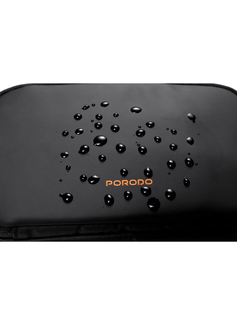 porodo Ultralite Organizer Pouch with Dual Compartment and Water-Repellent Fabric / Portable Hand Bag / Travel Pouch / Internal Mesh Pockets - Black  - Image 4