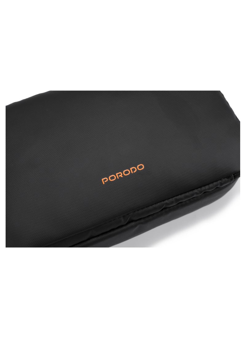 porodo Ultralite Organizer Pouch with Dual Compartment and Water-Repellent Fabric / Portable Hand Bag / Travel Pouch / Internal Mesh Pockets - Black  - Image 2