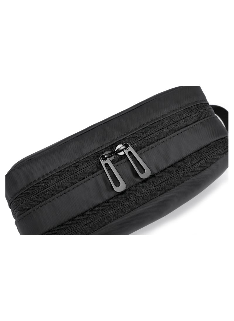 porodo Ultralite Organizer Pouch with Dual Compartment and Water-Repellent Fabric / Portable Hand Bag / Travel Pouch / Internal Mesh Pockets - Black  - Image 3