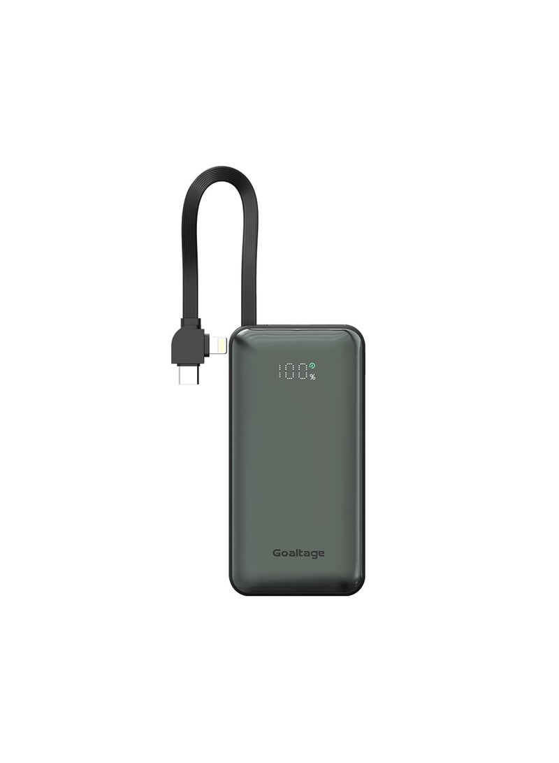 Goaltage MiniBoost 10000 mAh Power Bank 22W Output Built-In Cable, On-Off Switch, Power Indicator, Safe Charging and Multi-Port Functionality - Image 3