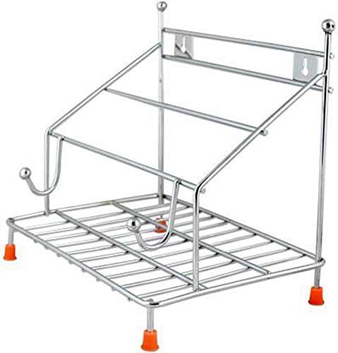 Zepdos Stainless Steel 4in1 Chakla Belan Stand for Kitchen Silver Modern Style Wall Mountable Kitchen Storage Rack - Image 1