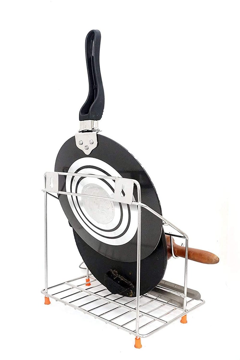 Zepdos Stainless Steel 4in1 Chakla Belan Stand for Kitchen Silver Modern Style Wall Mountable Kitchen Storage Rack - Image 4