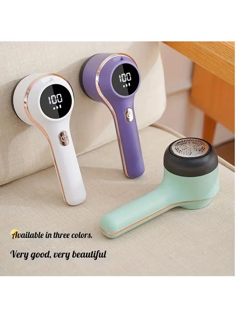 Arabest Fabric Shaver and Lint Remover, Electric Lint Remover, USB Rechargeable Model Sweater Defuzzer, 3 Speed Sweater Defuzzer with LED Display Screen for Clothes, Furniture (Green)  - Image 3