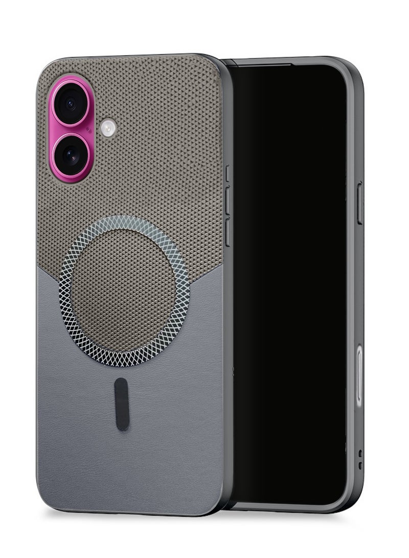Wtech Apple iPhone 17 5G 2025 Luxury Leather Spliced with Durable Protection Magsafe Phone Case Cover (MCMPMN) - Titanium/Grey - Image 1