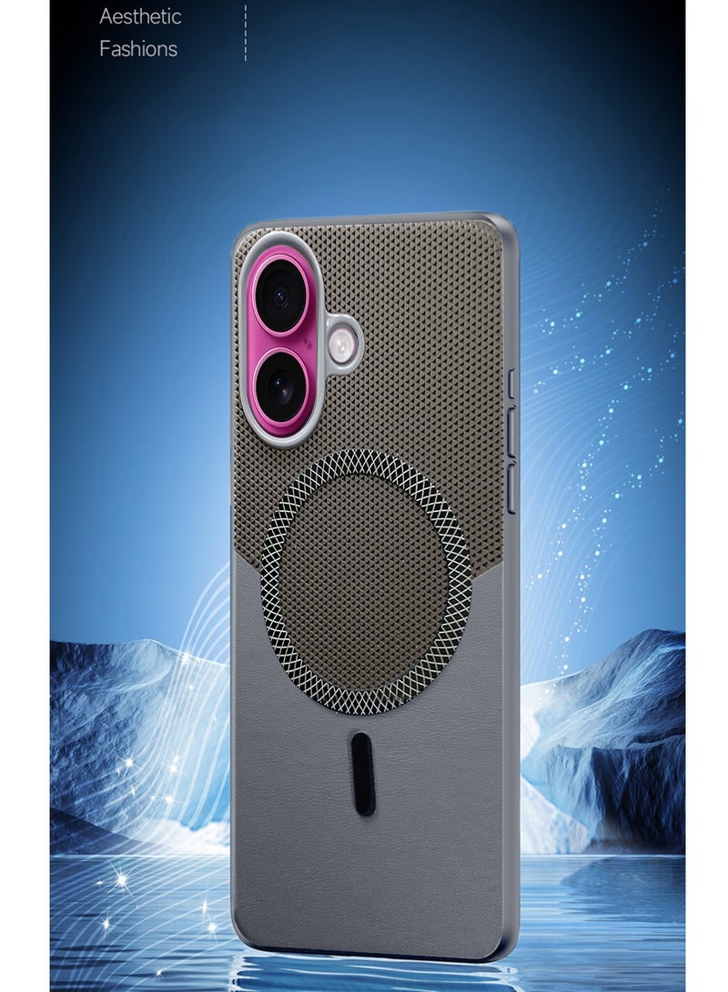 Wtech Apple iPhone 17 5G 2025 Luxury Leather Spliced with Durable Protection Magsafe Phone Case Cover (MCMPMN) - Titanium/Grey - Image 4