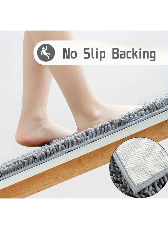 Grey Chenille Bathroom Rug Soft Absorbent Non Slip Bath Mat Machine Washable - Image 5