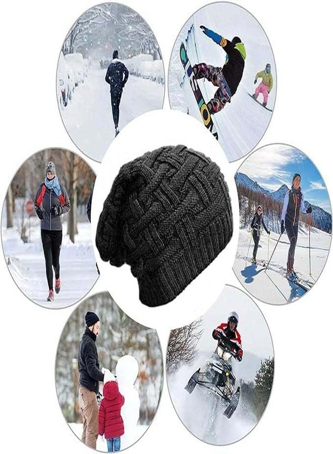 Harcos Beanie Hat for Men and Women Winter Warm Hats Knit Slouchy Thick Skull Cap Winter Cap for Women Woolen Winter Cap for Men Winter Wear Woolen Cap Thermal Cap Winter Wear Beanies Cap Black - Image 3